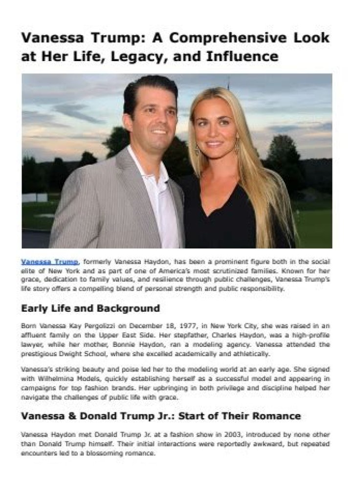 Vanessa Trump: A Comprehensive Look at Her Life, Career, and Influence